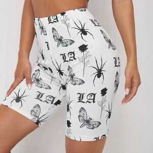 Women's Black and White Graphic Print Shorts